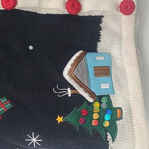 Grannycore Holiday editions knit Christmas sweater vest large Santa - Picture 4 of 8